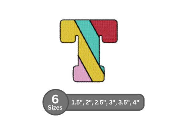 Candy Stripe Alphabet - T for Holiday Embroidery
