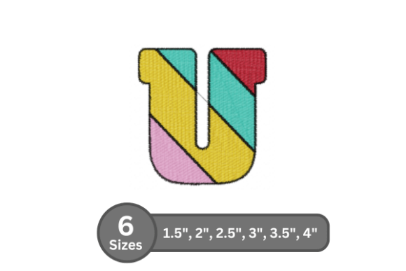 Candy Stripe Alphabet -U: A Bold Choice for Embroidery Projects